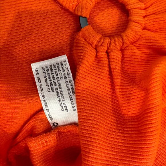 WILD FABLE WOMENS ORANGE SLEEVELESS CROPPED RIBBED TOP SHIRT - Picture 5 of 5